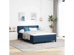 Vidaxl Cama Box Com Cabeceira Manual Azul 200 X 160 Cm Tecido