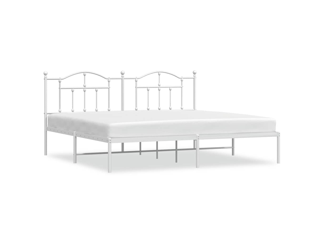 Estrutura de Cama com Cabeceira Metal Branco MAISON EXCLUSIVE 193x203 cm