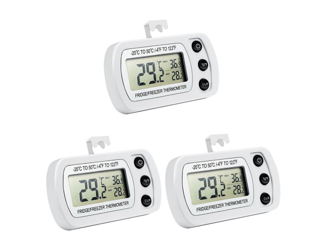 Lurelia Termo-higrómetro Com Sensor, 6 Unidades, Para Frigorífico E Congelador, Alta Precisão, Visor Lcd, Memória Máx./mín., Impermeável