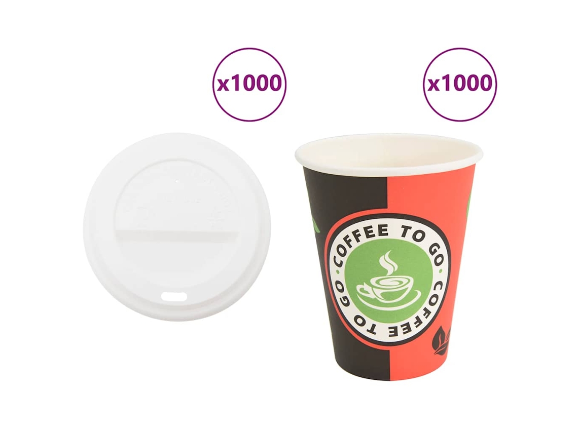 Vidaxl Copos De Café De Papel Com Tampas 1000 Pcs 4oz 100ml