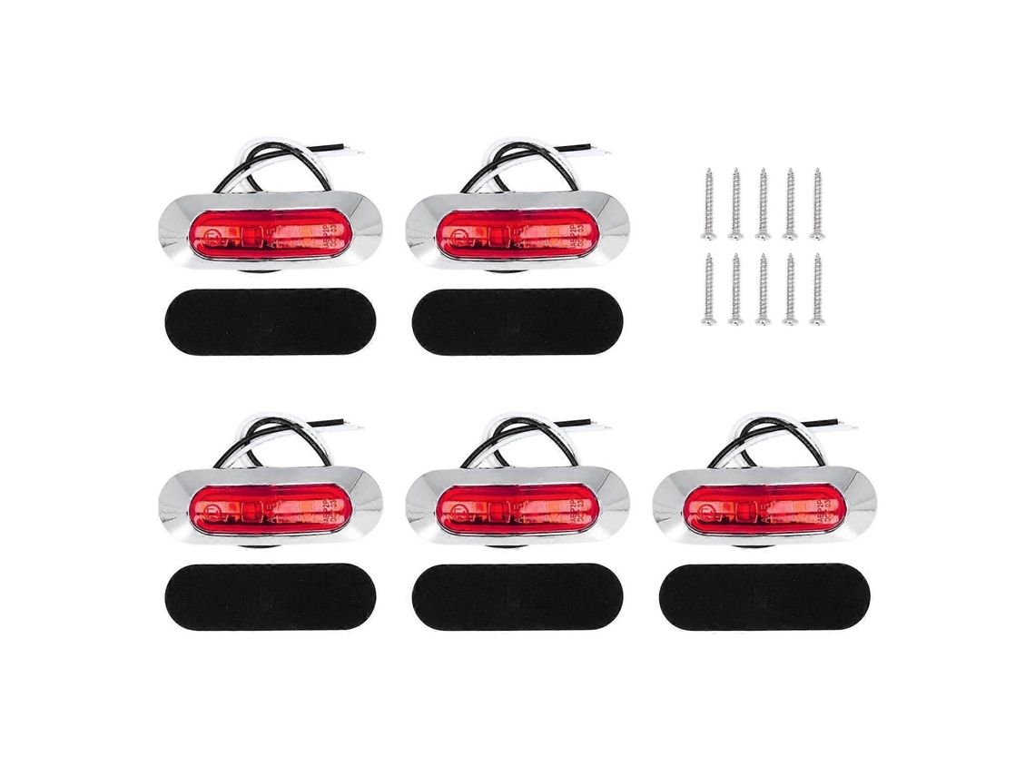 Conjunto de 5 Luzes Advertência Alto Brilho com 4 Leds, Sinalização Lateral para Dispositivos Marítimo S, Dc10‑30v, Vermelhas. GOKOCO
