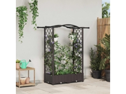Vidaxl Cama Elevada Com Treliça E Telhado Castanho 124 X 40 X 123 Cm