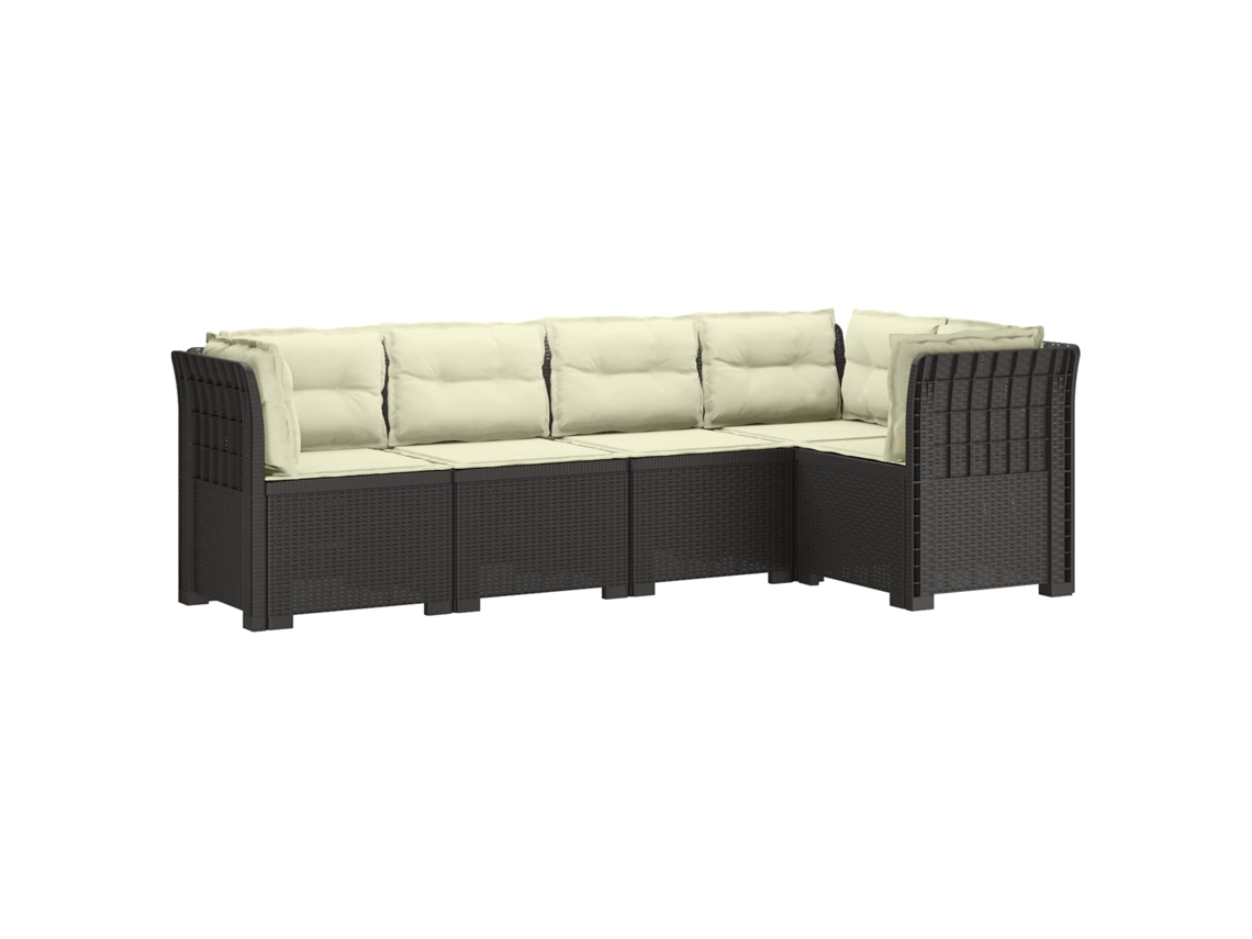 Vidaxl Sofá De Jardim De 5 Pessoas Com Almofadas Visual De Rattan Pp