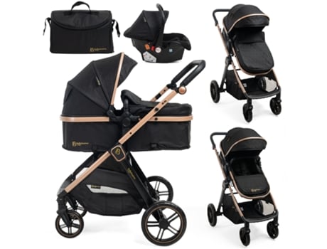 Carrinho de Bebé Trío 3 em 1 - 0-22 kg BEBELISSIMO - Iris - black