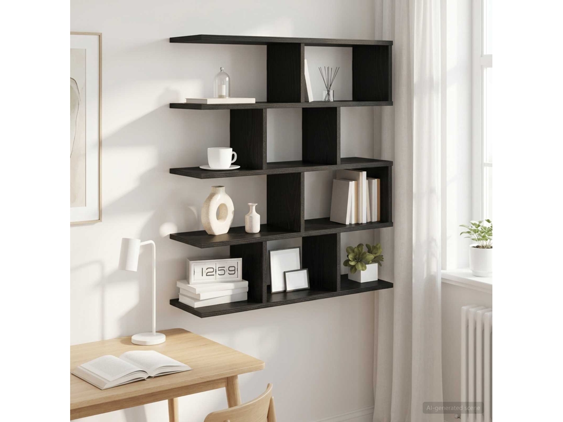 Vidaxl Prateleira De Parede Carvalho Preto 70 X 20 X 100 Cm