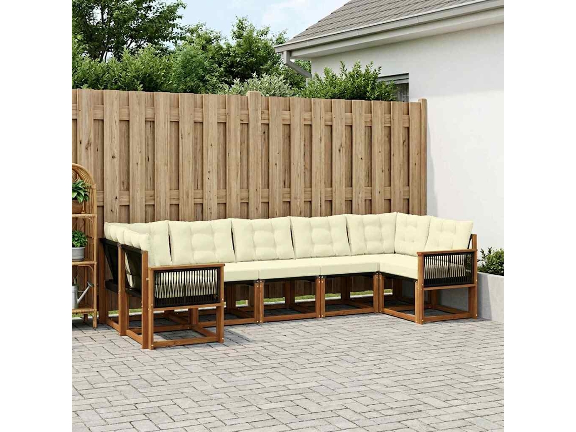 Vidaxl Conjunto De Sofás Para Exterior 7 Pcs Natural E Creme