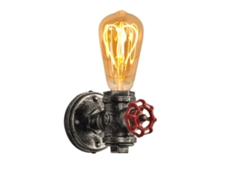 Aplique De Parede Industrial Robinet Estilo Steampunk Com Tubo, E27, Acabamento Dourado Rústico, Luz Retrô Para Quarto E Sala De Estar Alpinaluz