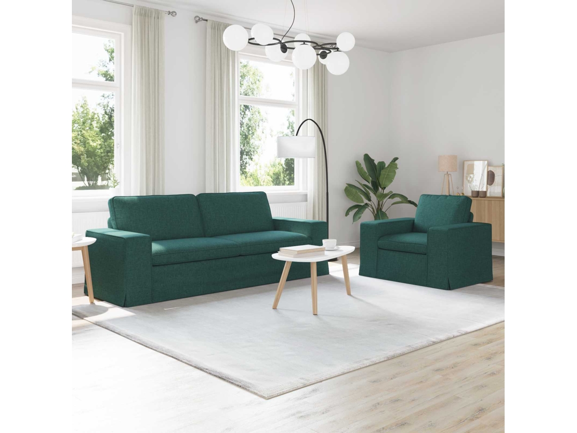Vidaxl Conjunto De Sofás 2 Unid. Verde Escuro Tecido