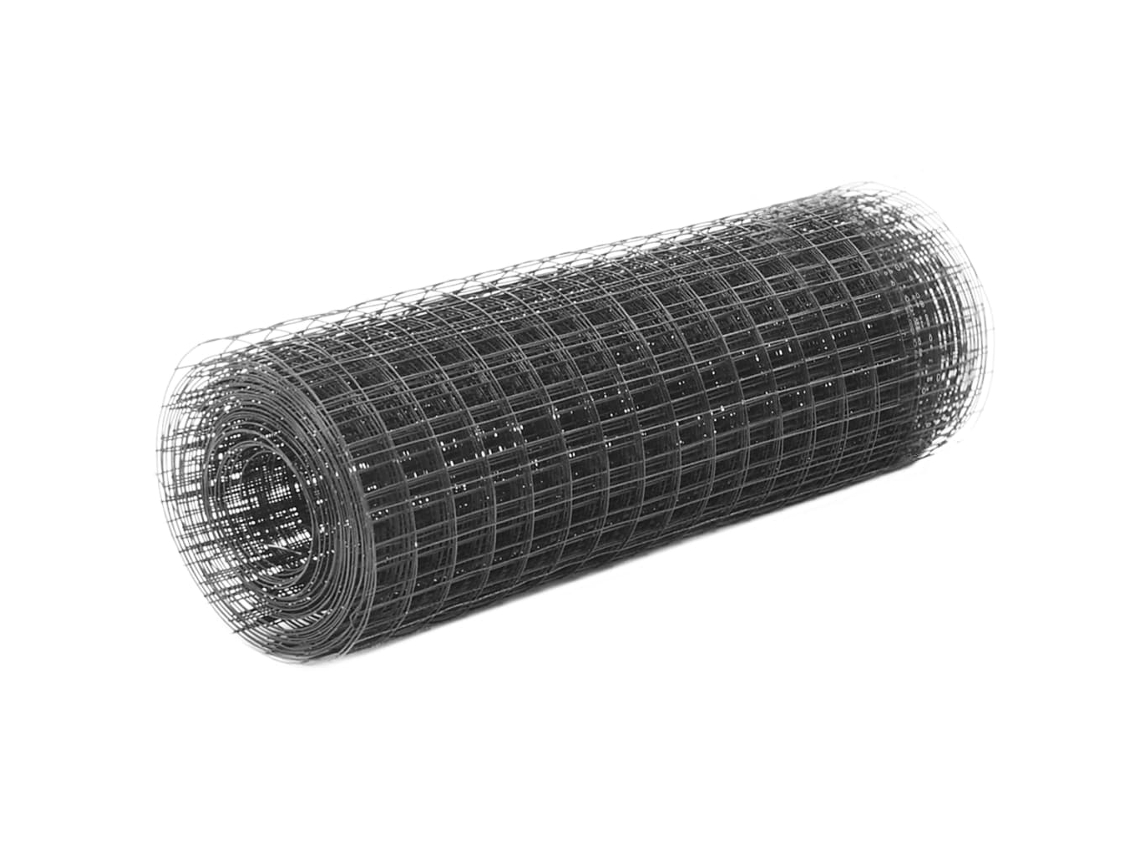 Vidaxl Cerca Arame Galinheiro 25x0,5m Aço C/ Revestimento Pvc Cinzento