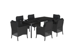 Garden Dining Set, Garden Dining Sets Vidaxl Preto Rattan / Vime (200 Cm Table Length)
