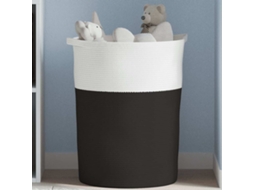 Vidaxl Cesto De Arrumação Ø49x65 Cm Algodão Preto E Branco