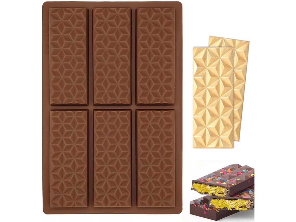 Forma De Silicone Diamante Para Chocolate - 6 Barras - Antiaderente - Bpa Livre (1ª) - Dubai