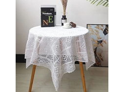 Toalha De Mesa Vintage De Renda Branca Com Renda De Crochê, 140 X 160 Cm, Branca Slowmoose