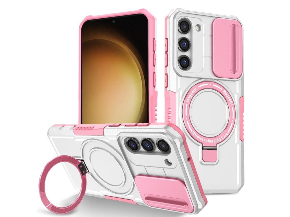 Capa Zruxe Compativel Com Samsung Galaxy S23 5g (camshield - Magsafe - Tpu - Híbrido - Pc - Rosa - Branco)