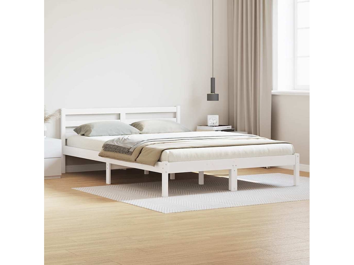 Vidaxl Estrutura Da Cama Com Cabeceira Branco 225,5 X 145,5 X 69,5 Cm
