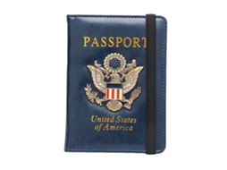 Porta-passaporte Rfid Para Viagens, Capa Inovadora Com Crachá Metálico 3d, Organizador Multifuncional De Documentos Viagem, Azul