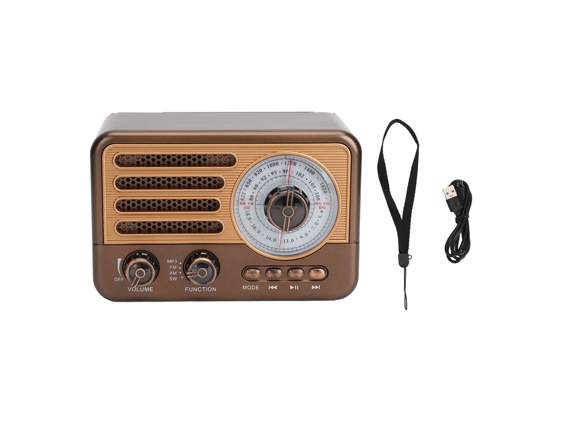 Rádio Rétrô EOOCOO (multifuncional, com cartão, lanterna, estilo México)