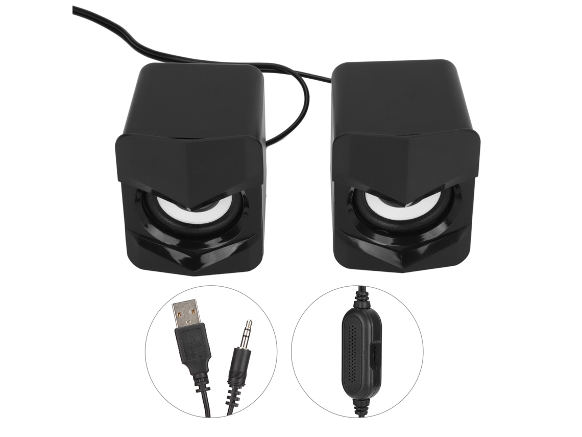 Coluna De Som Usb Fio Para Computador Desktop Mini Pc Monitor Celular Notebook Estilo Simples Preto