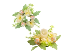Laxiscreed Conjunto De 2 Castiçais De Ovos De Páscoa Com Flores Amarelas Para Sala E Mesa