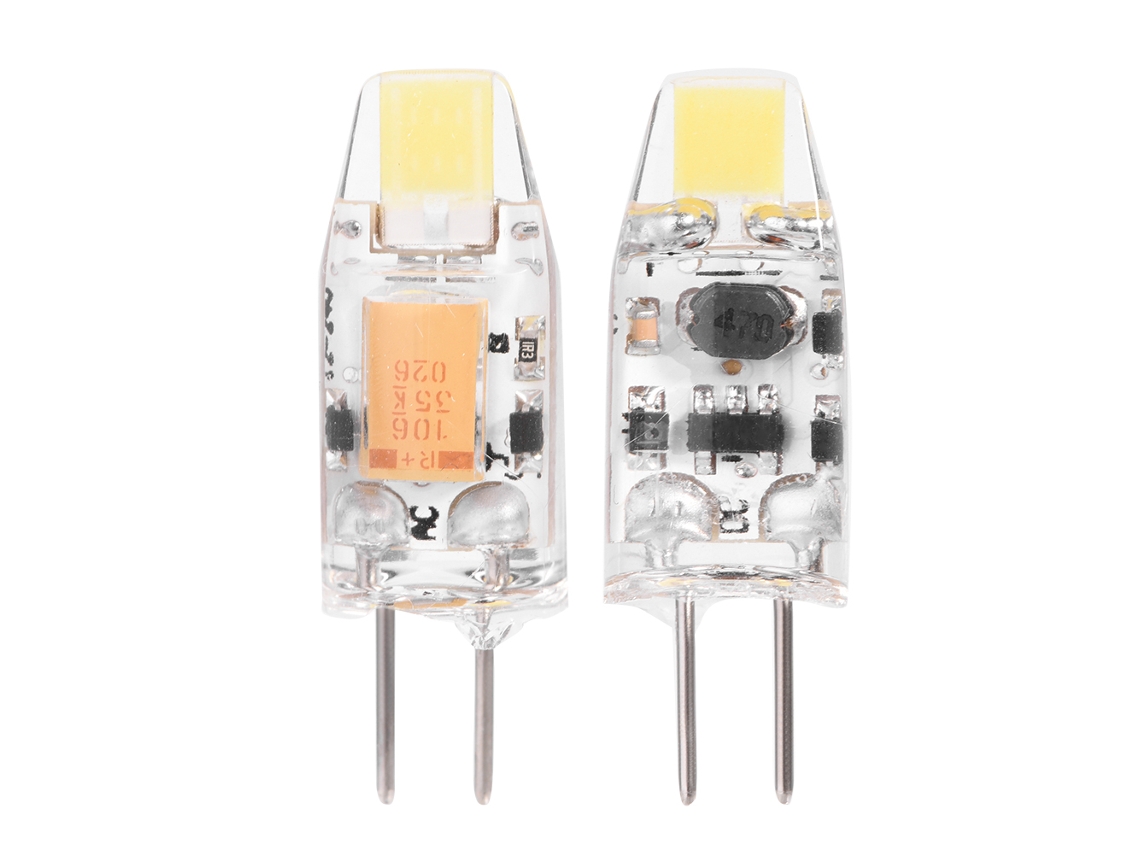 2 lâmpadas LED G4 COB0705, 12 V, 24 V CA/CC, sem dimmer, brancas