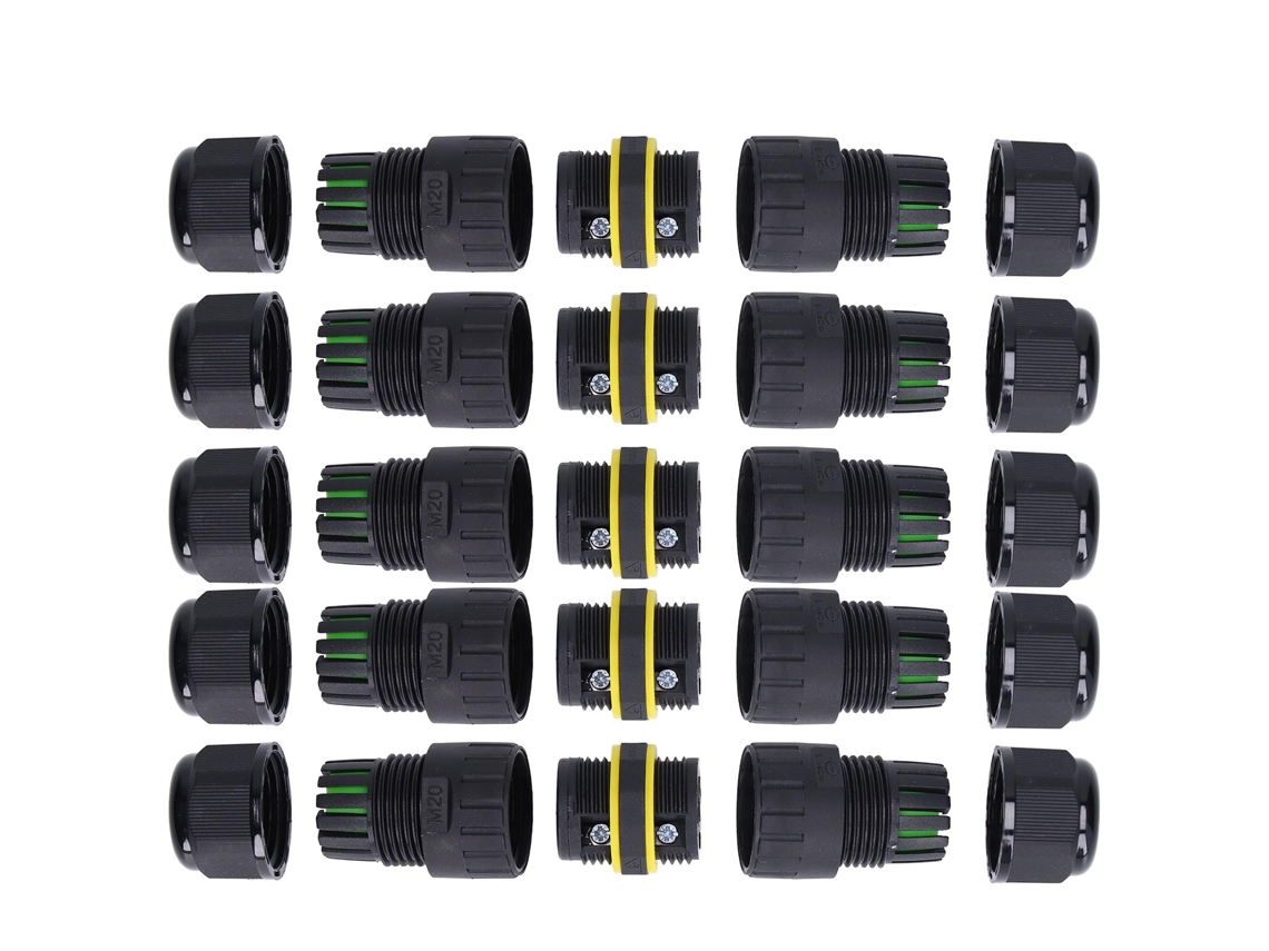 5 peças de conector de alimentação impermeável IP68 de 3 pinos retos para cabos externos de 9‑12mm | S/MARCA