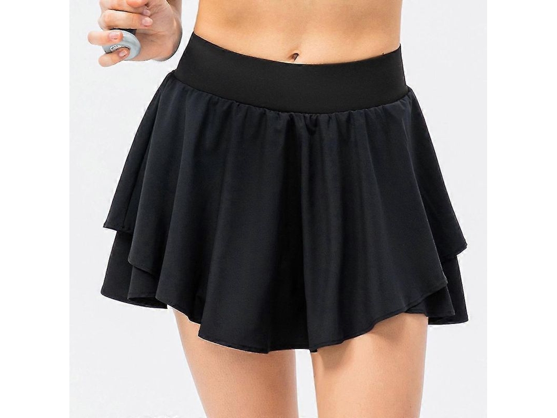 2026 falda Deportiva Plisada Lulu para Mulher Cintura Alta com Bolso Skort para Tênis Fitness Running