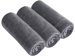 Toalha de Ginástica em Microfibra, Secagem Rápida e Absorvente, para Esportes, 40 X 80 Cm, Pacote com 3 Unidades, Cinza AQUAFORGE