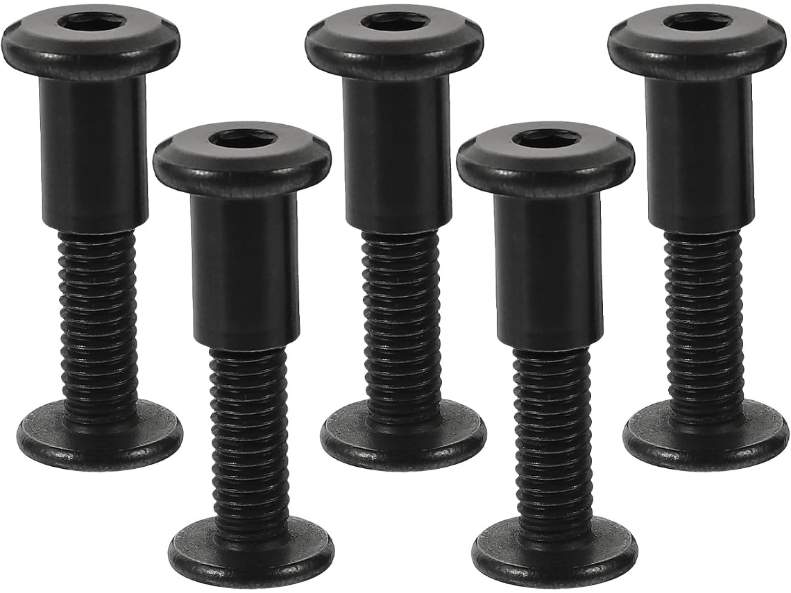 Hohopeti Conjunto De 5-parafusos Fixação M6x25, Aço Inoxidável 304, Pretos, Porcas Escareadas Para Móveis E Projetos De