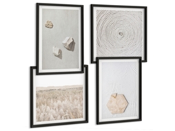 Composição De Quadros Texturas Claras De Areia Boho Espelharte (4 Peças)