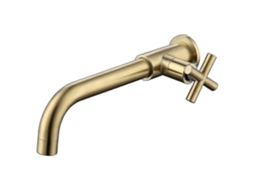 Grifo de Lavabo de Latón Montado em Pared, Ouro Cepillado S/MARCA