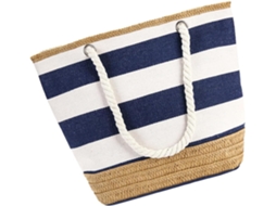 Bolsa De Ombro Simples Com Estampa Geométrica Listrada E Alças De Corda De Algodão. Grande Capacidade Para Praia.