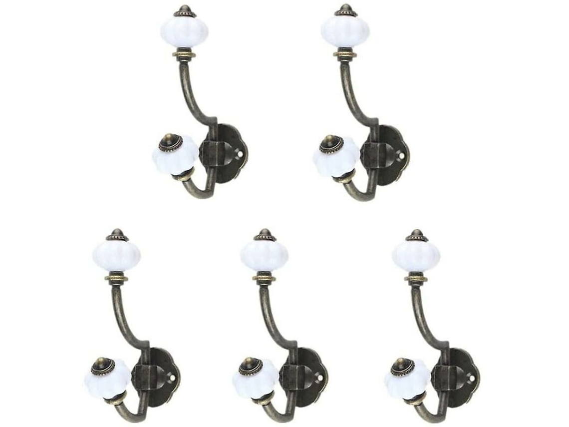 Ganchos Para Roupão, Estilo Retrô, Em Cerâmica Bronze, Conjunto De 5 Ganchos Para Parede, Chapéus E Portas