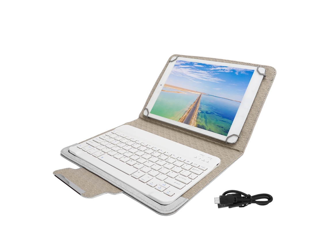 Aetheria capa com Teclado Bluetooth para Tablet Universal 9.7 10.1 Polegadas Case Pu Branco