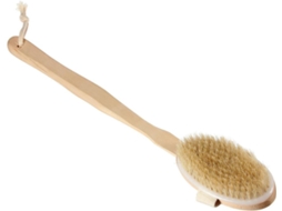 Escova De Banho Madeira Com Cerdas Naturais Para Esfoliação E Massagem Corporal