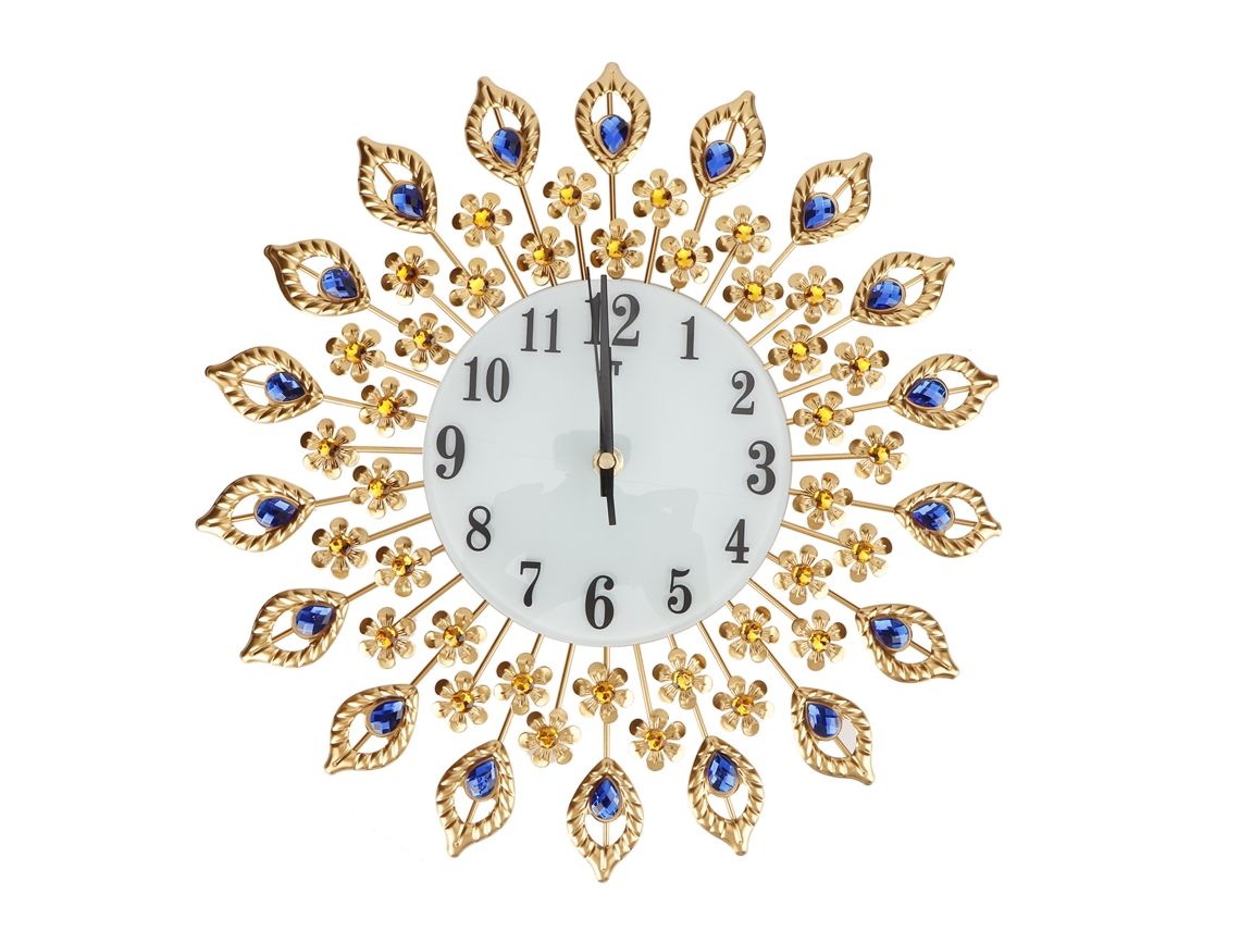 Reloj De Pared Montado En Pared De Estilo Europeo En Forma De Flor Con Diamantes
