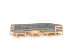 Conjunto 10 lounge de jardim c/ almofadões VIDAXL pinho maciço