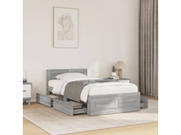 Vidaxl Estrutura De Cama C/ Cabeceira Derivados Madeira Cinza Sonoma
