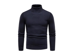2026 jersey Básico de Cuello Alto Liso para Hombre, Slim Fit, Grueso, Tejido Caliente, Invierno, Pull over Qoo L Azul Marino