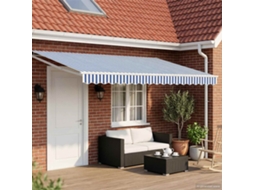 Vidaxl Toldo Retrátil Elétrico Azul E Branco 4 × 3 M