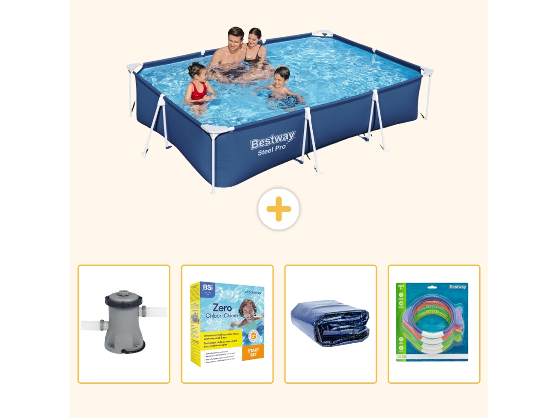 Bestway Piscina Bestway Steel Pro Retangular - 300x201x66 Cm - 5-peças S181