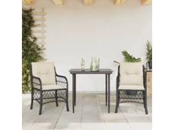 Vidaxl 3 Pcs Conjunto De Bistrô Com Almofadões Vime Pe Preto