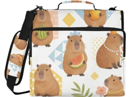 Pasta Little Fresh School Capy Em Tons Spring Pastel 3 Compartimentos Com Ziper, Alça De Mão E Ombro Removível