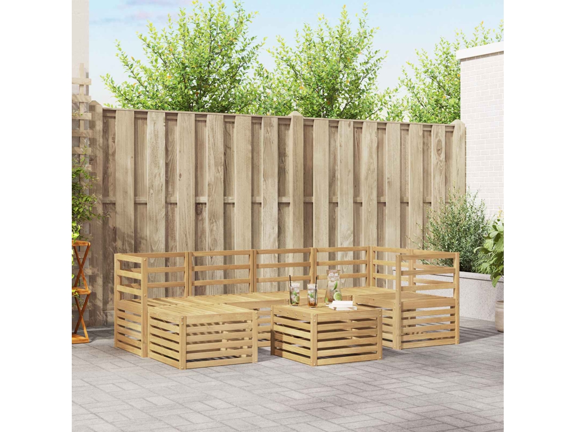 Vidaxl Conjunto De Sofás Para Exterior 7 Unid. Branco Poliéster