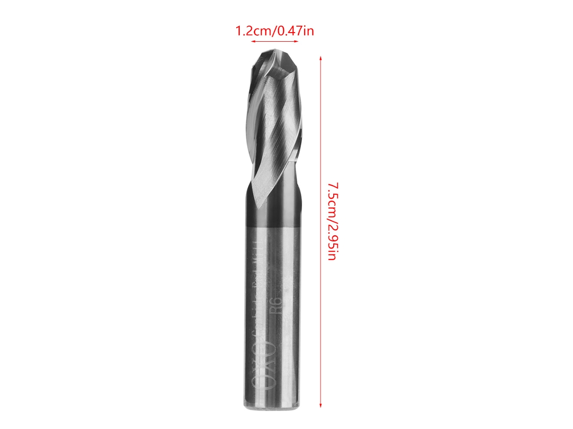 Laxiscreed Fresa De Rebaixo De Esfera Com Raio De 6mm Para Corte E Gravação Em Aço Tungstênio