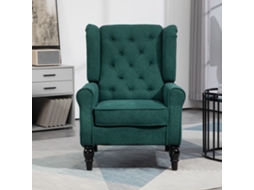 Poltrona Estilo Francês Verde Escuro 74x86x102 Cm Assento Estofado Almofadas Poliéster