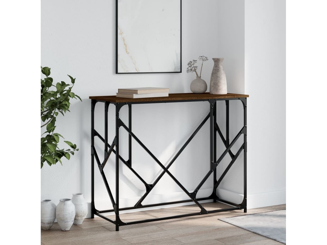 Vidaxl Mesa Consola 100x40x80cm Derivados De Madeira Carvalho Castanho