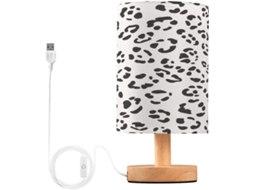 Abajur De Cabeceira Com Estampa De Leopardo Branco Para Quarto, Porta Carga Usb C, Luminária De Mesa Cabeceira