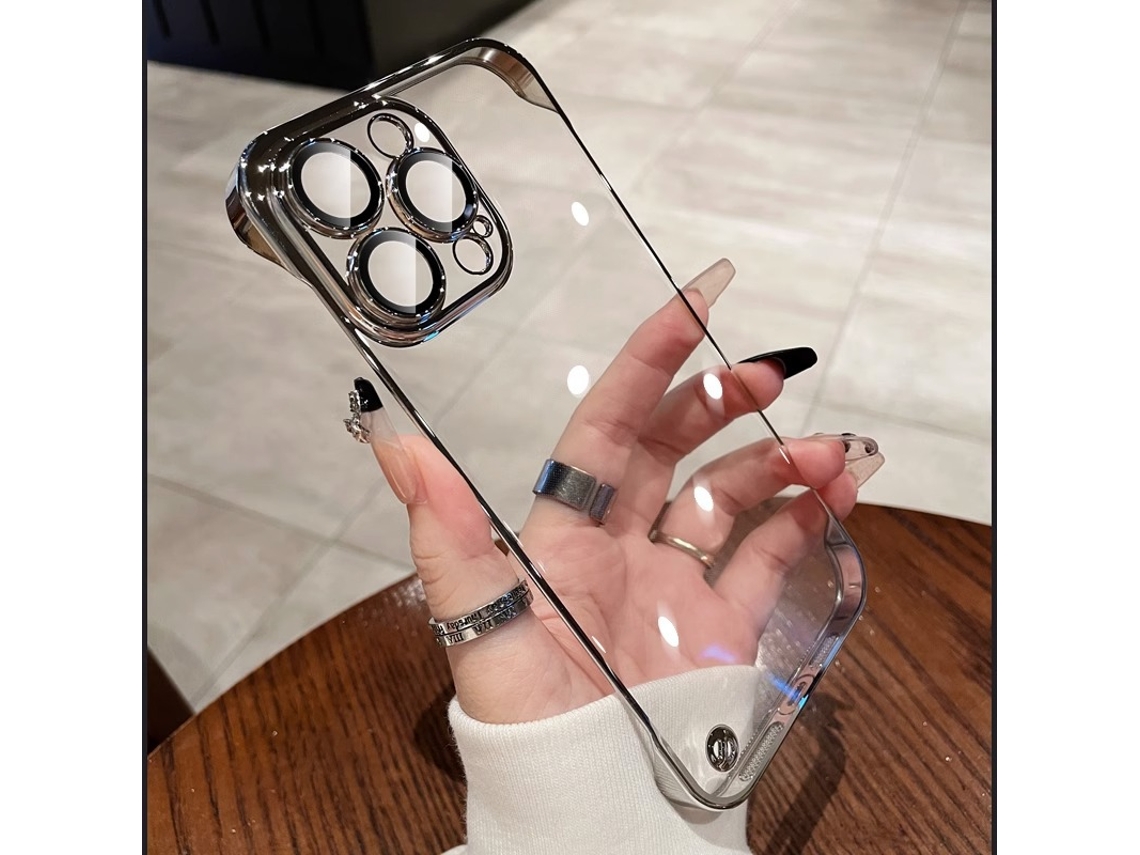 Capa Para Iphone 16 Prateada, Sem Moldura, Com Acabamento Eletrogalvanizado, Resistente A Quedas E Poeira.