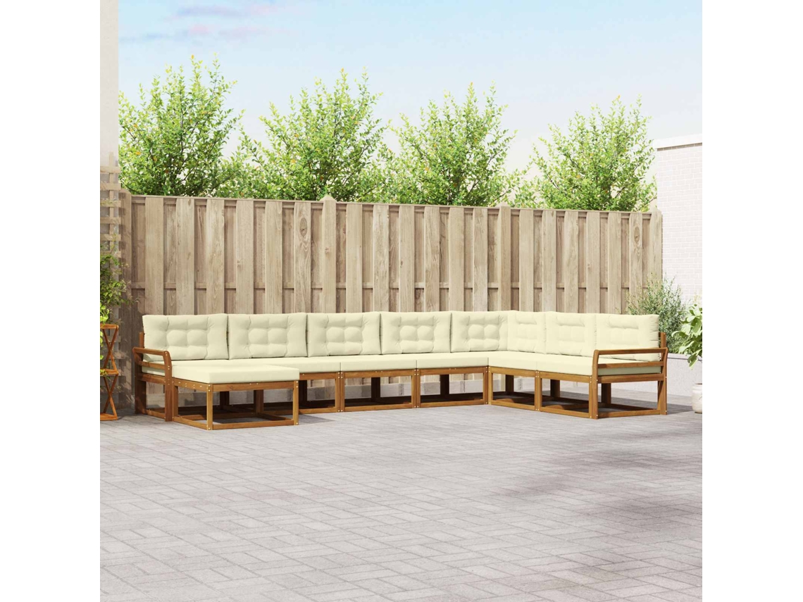Vidaxl Conjunto De Sofás Para Exterior 8 Unid. Natural E Creme
