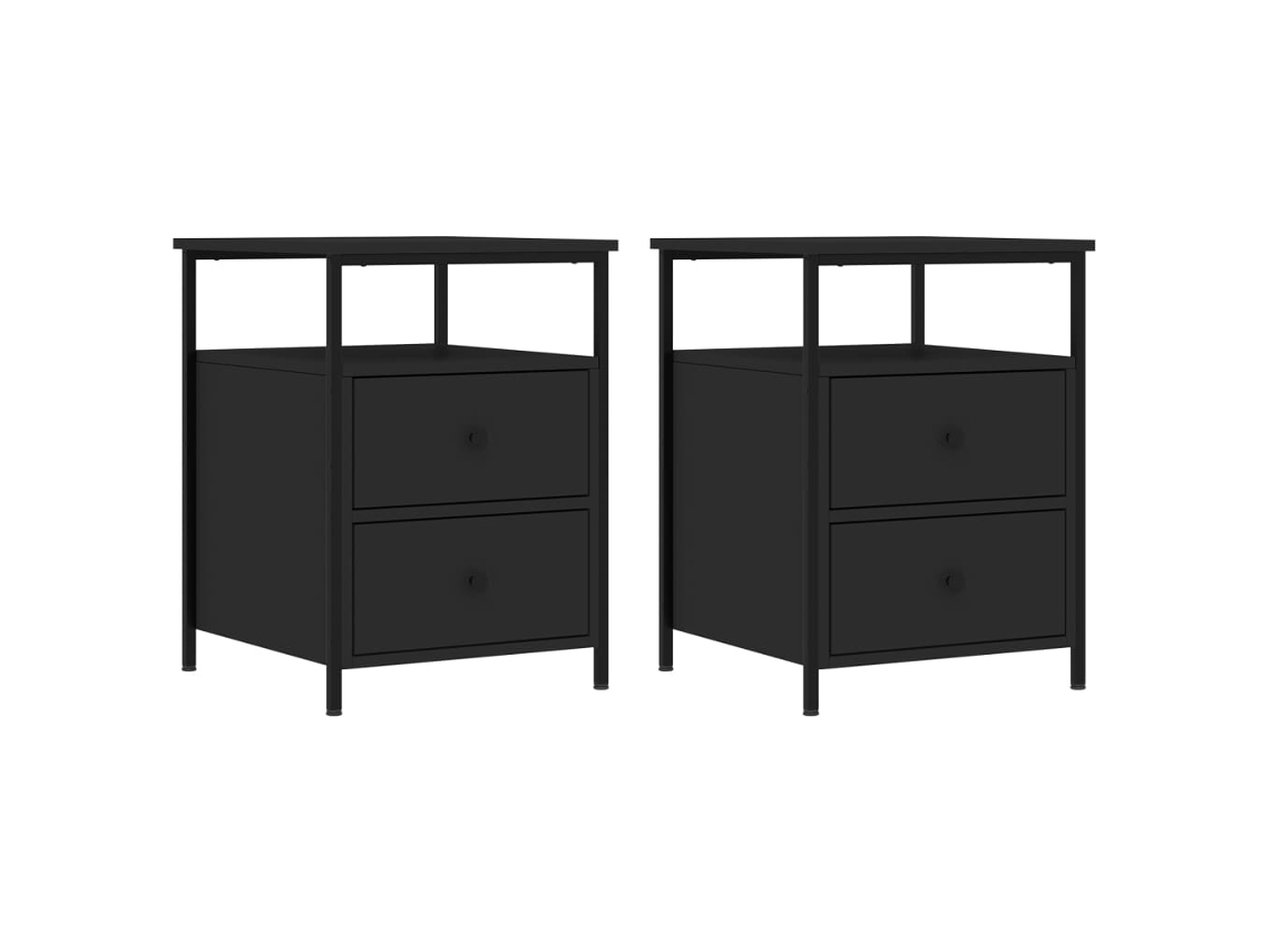 Conjunto de 2 mesas de cabeceira em madeira preta MAISON EXCLUSIVE (44x45x60 cm)
